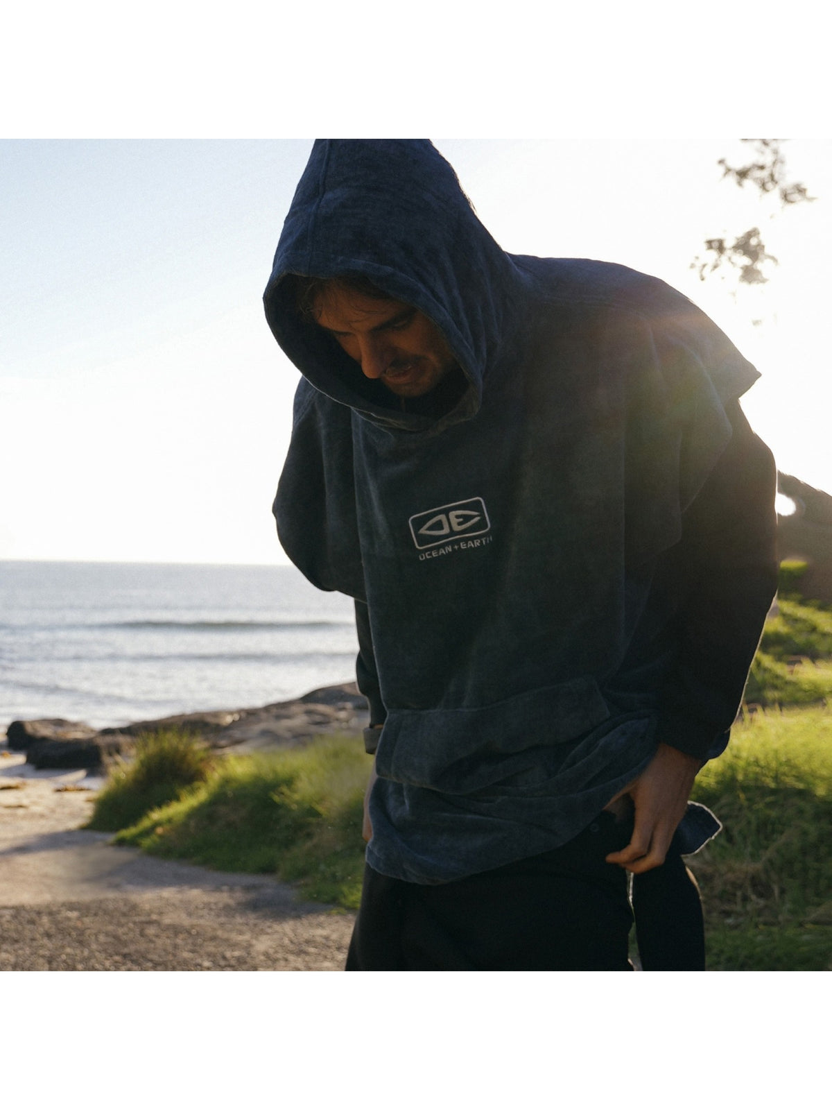 Poncho Ocean & Earth Mens Corp Hooded Navy
