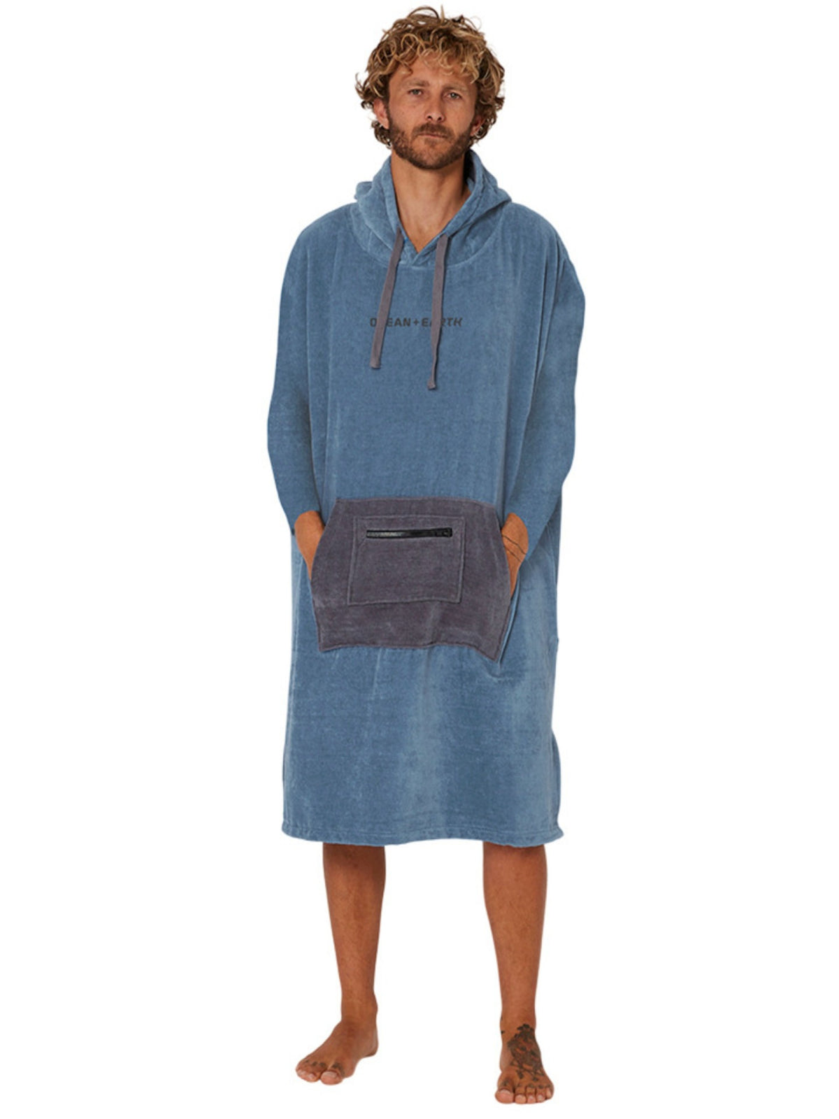 Ocean & Earth Mens Essential L/S Hooded Petrol