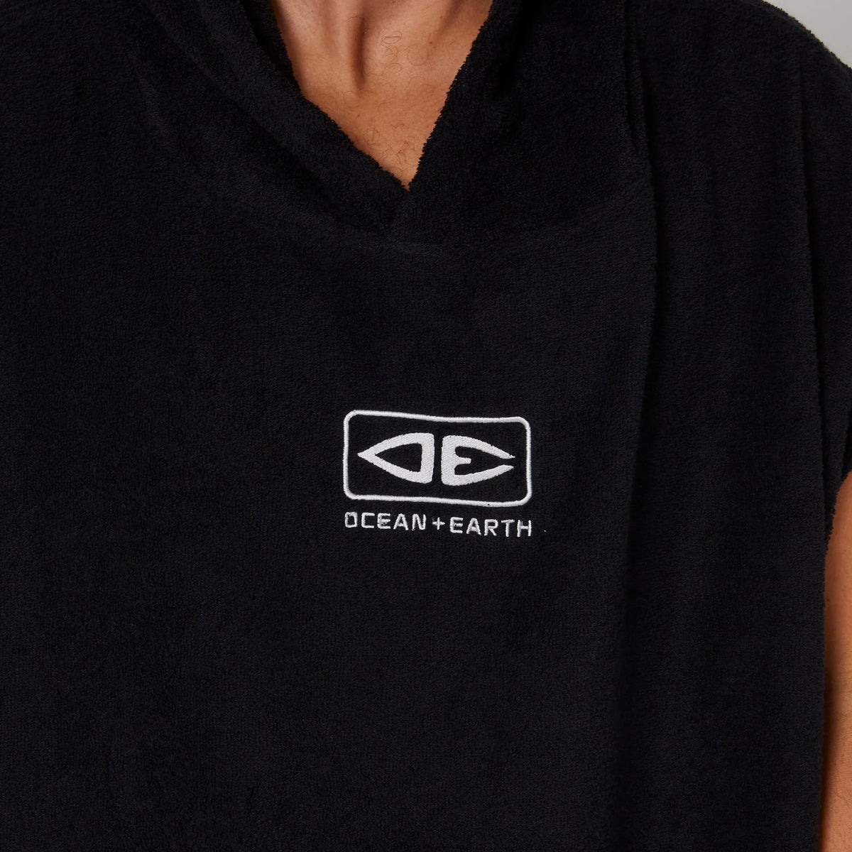 Ocean & Earth Mens Terry Hooded Poncho black