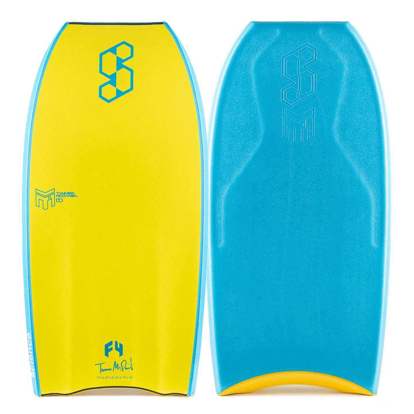 Bodyboard Science Tanner LTD TRIQUAD VENT F4  AQUA / YELLOW