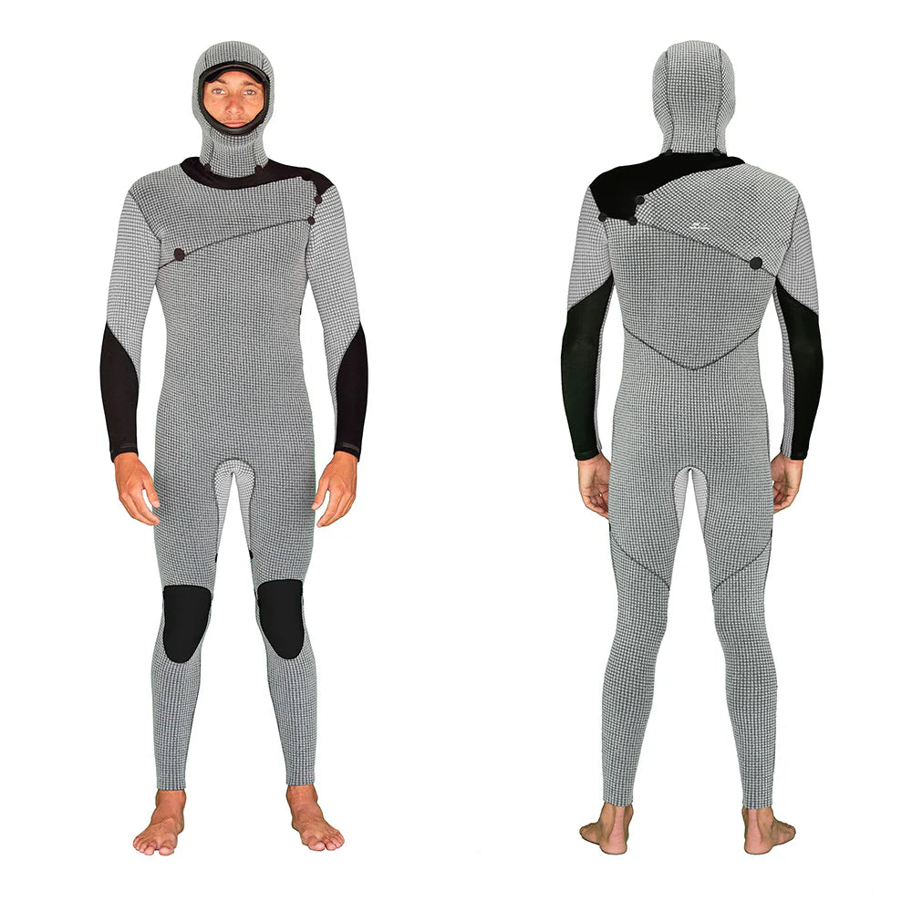 INSIDE GYROLL SHIELD 5/4 HOODED CHEST ZIP STEAMER BLACK