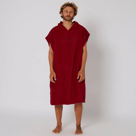 Ocean & Earth Mens Terry Hooded Poncho Blood Red