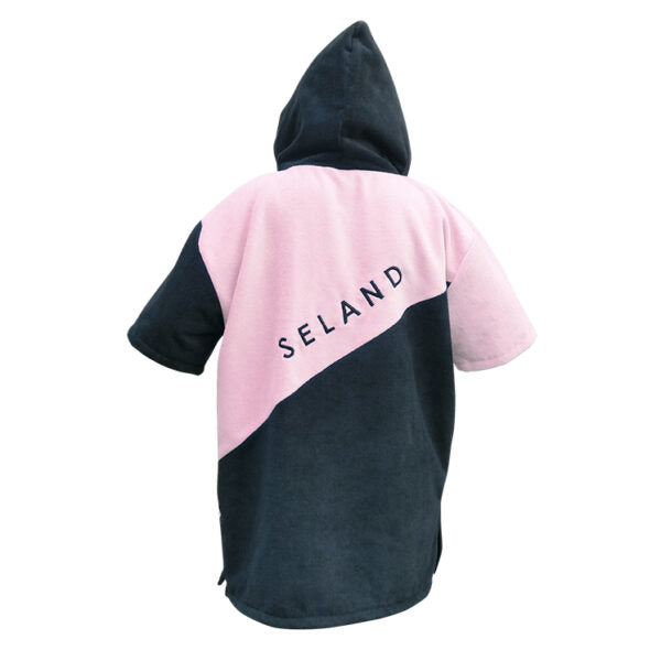 Poncho Seland hombre rosa/gris