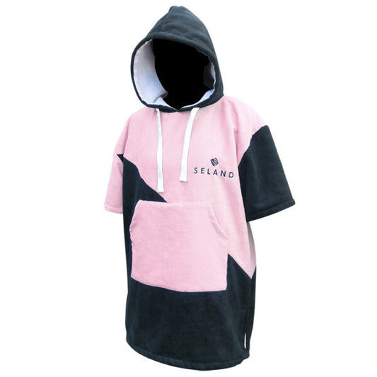 Poncho Seland hombre rosa/gris