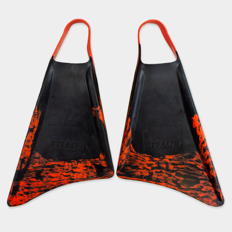 BODYBOARD SWIMFINS STEALTH S1 SUPREME FINS BLACK/FLURO RED